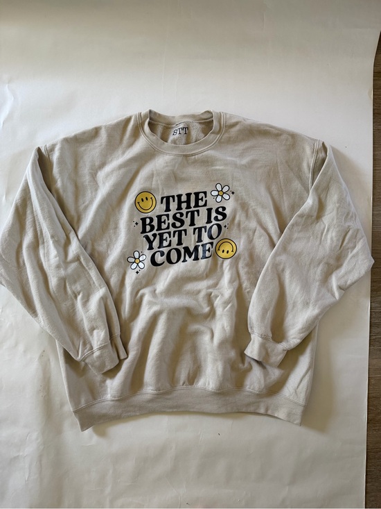 Sweaters - Women’s Cream Graphic Sweatshirt - 'The Best Is Yet To Come': XL